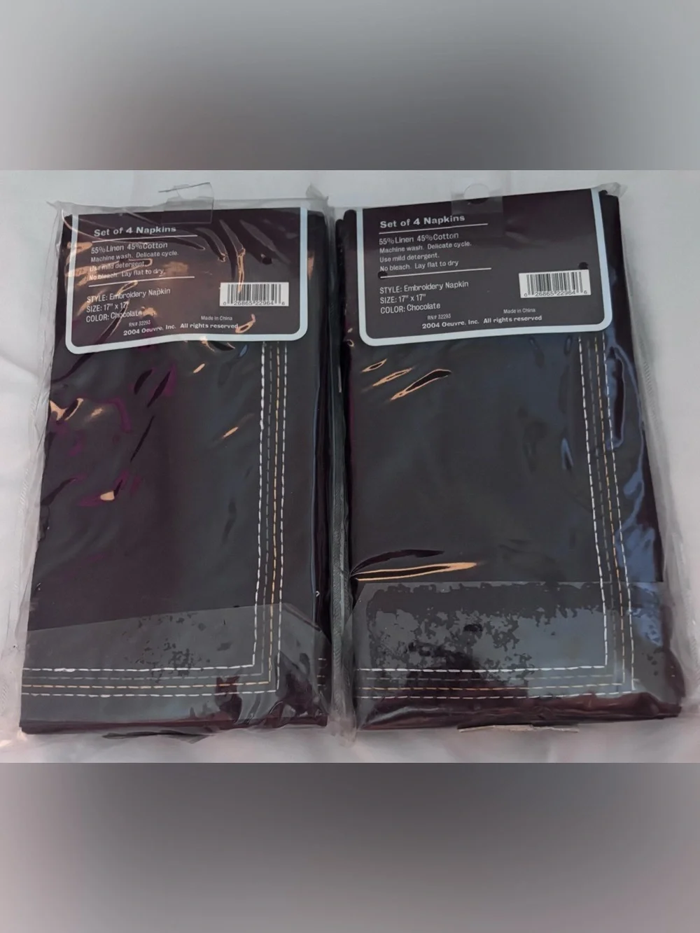 VTG Jonathan Adler Happy Home Set of 8 Linen Cotton Napkins NIP Chocolate Brown
